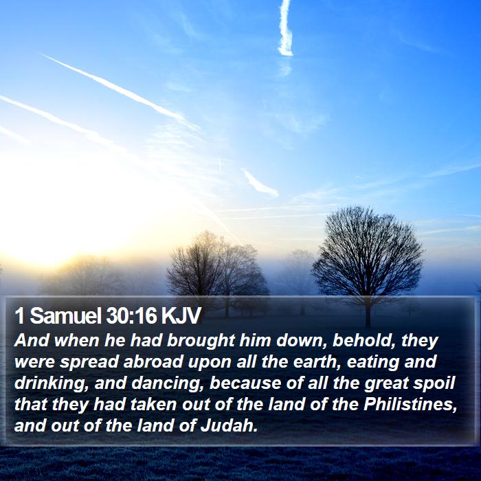 1 Samuel 30:16 KJV Bible Study