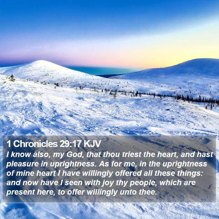 1 Chronicles 29:17 KJV Bible Study