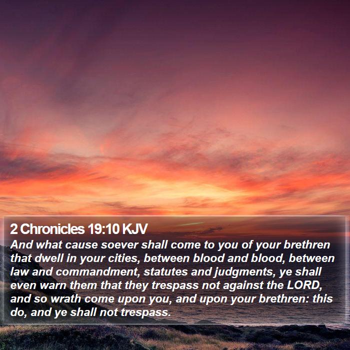 2 Chronicles 19:10 KJV Bible Study